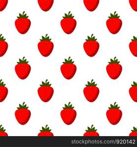 Illustration Seamless pattern Flat Strawberry isolated on white background , fruit patterns texture fabric , wallpaper minimal style , Raw materials fresh fruits , vector