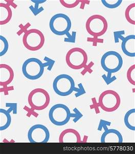 Illustration Seamless Pattern of Gender Icons, Wallpaper of Male and Female symbols - Vector