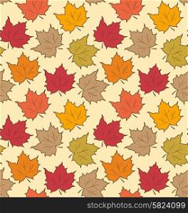 Illustration Seamless Pattern of Maple Leaves, Autumn Background - Vector