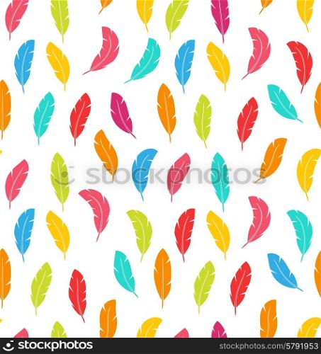 Illustration Seamless Pattern of Multicolored Feathers for Modern Wallpaper Textile - Vector