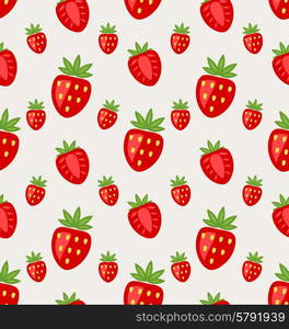 Illustration Seamless Pattern of Ripe Strawberry, Retro Wallpaper - Vector