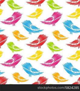 Illustration Seamless Pattern with Abstract Colorful Birds - Vector. Seamless Pattern with Abstract Colorful Birds