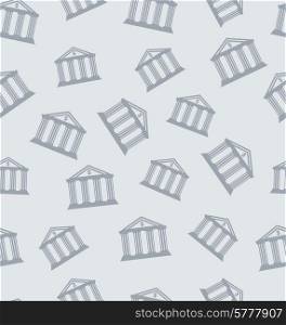 Illustration Seamless Pattern with Building of Bank - Vector