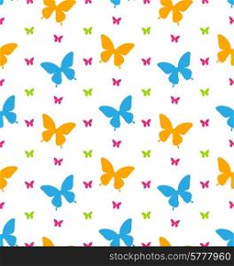 Illustration Seamless Pattern with Colorful Butterflies, Repeating Backdrop - Vector