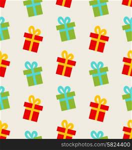 Illustration Seamless Pattern with Colorful Gift Boxes for Celebrate - Vector