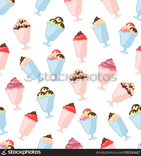 Illustration Seamless Pattern with Colorful Ice Creams, Sweet Wallpaper - Vector