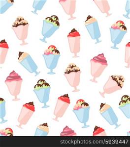 Illustration Seamless Pattern with Colorful Ice Creams, Sweet Wallpaper - Vector