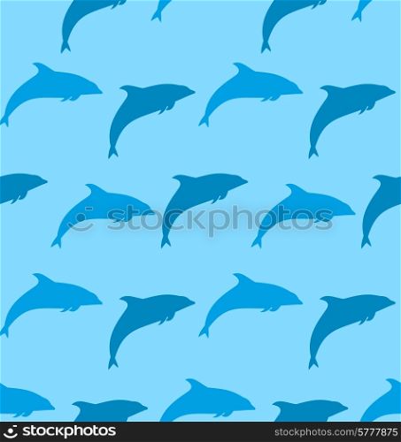 Illustration Seamless Pattern with Dolphin, Marine Mammal Animal - Vector
