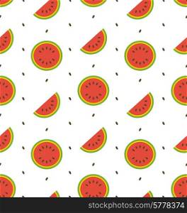 Illustration Seamless Pattern with Slices and Seeds Of Watermelon - Vector. Seamless Pattern with Slices and Seeds Of Watermelon