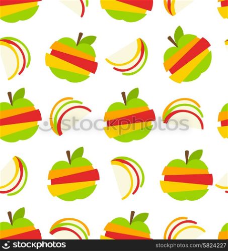 Illustration Seamless Pattern with Various Type of Fruits Slices Stacked - Vector