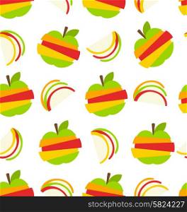 Illustration Seamless Pattern with Various Type of Fruits Slices Stacked - Vector