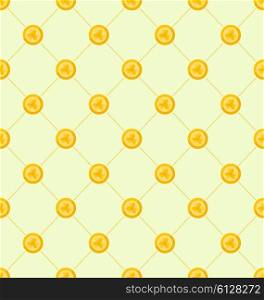 Illustration Seamless Simple Pattern with Golden Coins for St. Patricks Day, Ireland Background with Treasure - Vector