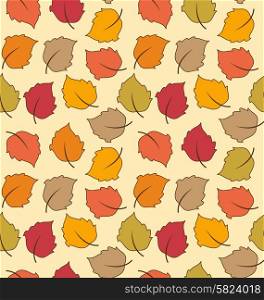 Illustration Seamless Texture of Autumn Leaves, Bright Background - Vector