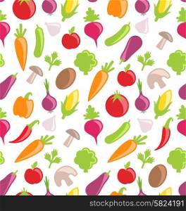 Illustration Seamless Texture of Colorful Vegetables, Wallpaper with Simple icons - Vector