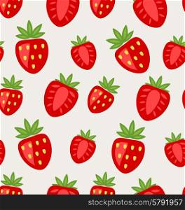 Illustration Seamless Texture of Ripe Strawberry, Natural Background - Vector&#xA;