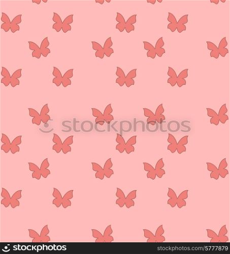 Illustration Seamless Texture with Butterflies, Cute Vintage Background - Vector