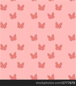 Illustration Seamless Texture with Butterflies, Cute Vintage Background - Vector