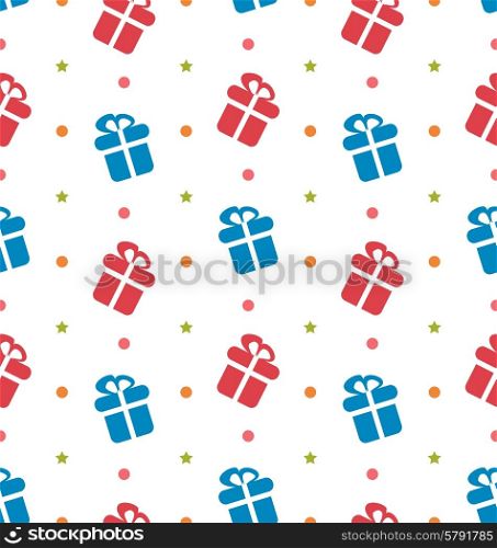 Illustration Seamless Texture with Gift Boxes for Celebrate, Holiday Wallpaper - Vector
