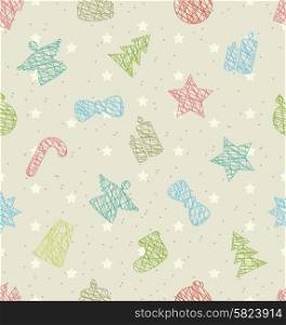 Illustration Seamless Texture with Holiday Object for Happy New Year - Vector