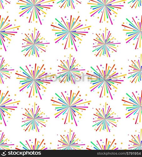 Illustration Seamless Texture with Multicolored Firework for Holiday - Vector. Seamless Texture with Multicolored Firework for Holiday