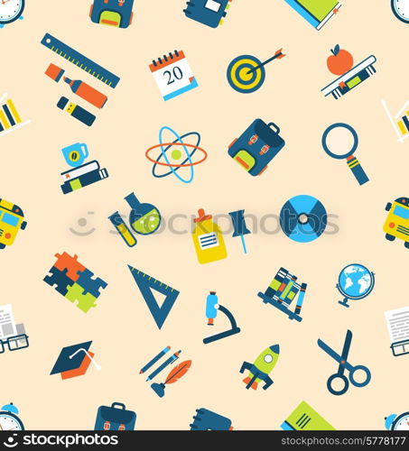 Illustration Seamless Texture with of Education Icons - Vector