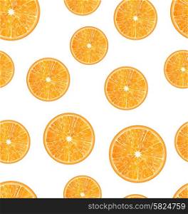 Illustration Seamless Texture with Slices of Oranges, Juicy Background - Vector