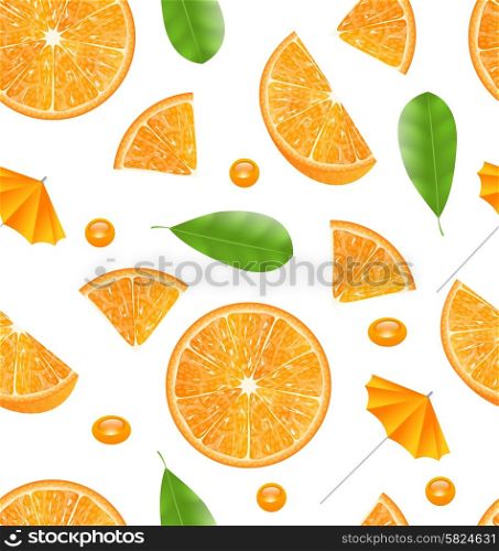 Illustration Seamless Texture with Slices of Oranges, Vibrant Food Wallpaper - Vector