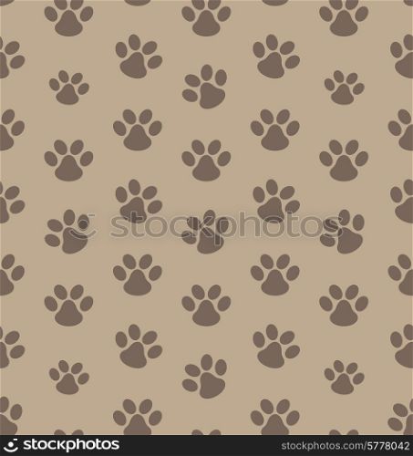 Illustration Seamless Texture with Trace of Cat - Vector