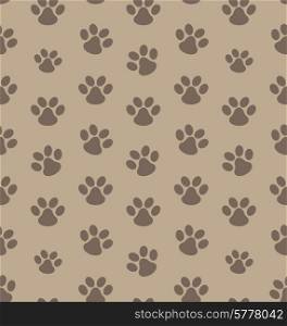 Illustration Seamless Texture with Trace of Cat - Vector