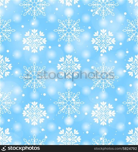 Illustration Seamless Texture with Variation Snowflakes, Holiday wallpaper - Vector