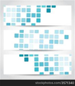 Illustration set blue mosaic tile cards - vector