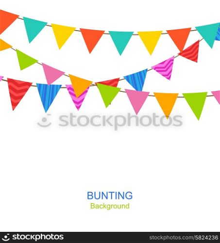 Illustration Set Bunting Pennants with Ornamental Texture, Holiday Decoration - Vector