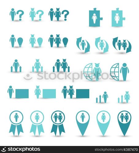 Illustration set business icons, management and human resources - vector