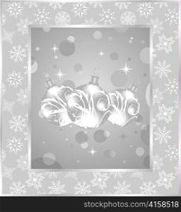 Illustration set Christmas balls on snowflakes background - vector