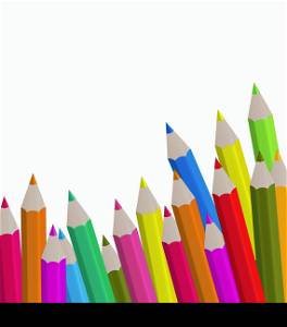 Illustration set colorful pencils on white background - vector