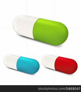 Illustration set colorful pills isolated on white background (2) - vector
