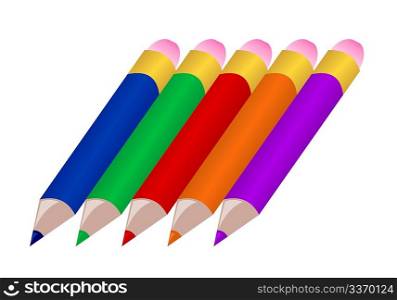 Illustration set colors pencils - vector
