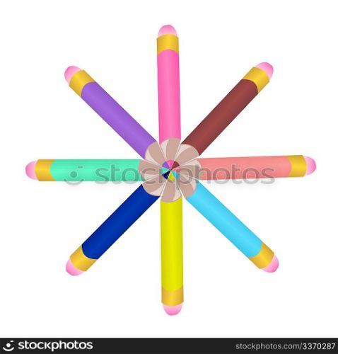 Illustration set colors pencils - vector