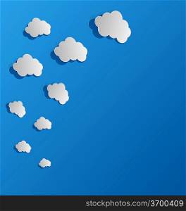Illustration set cut out paper clouds, speech bubbles - vector