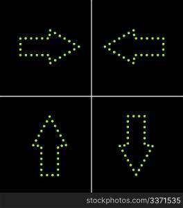 Illustration set elements of green diode arrow for design - vector