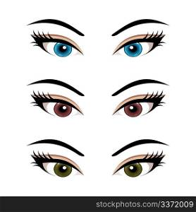 Illustration set female eyes isolated (3) - vector