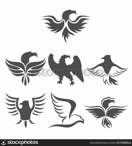 Illustration set icon of eagles symbol isolated on white background - vector