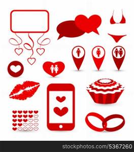 Illustration set infographic elements for valentine or wedding presentation - vector