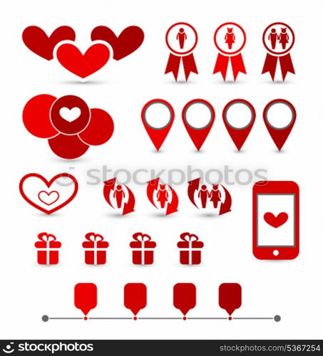 Illustration set infographic elements of valentine presentation - vector