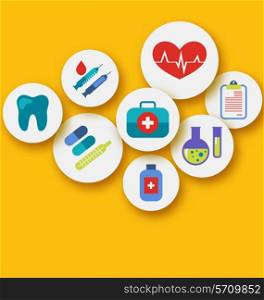 Illustration set medical icons for web design - vector