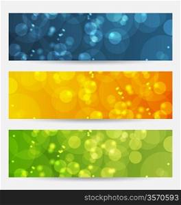 Illustration set of abstract backgrounds with bokeh effect - vector