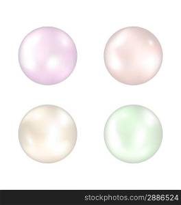 Illustration set of colorful pearls isolated on white background - vector