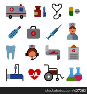 illustration set of flat color medicine icons. medicine icons set