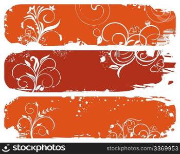 Illustration set of horizontal floral autumn banners - vector
