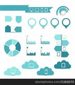 Illustration set of infographic elements for your documents and reports with electronic devices - vector